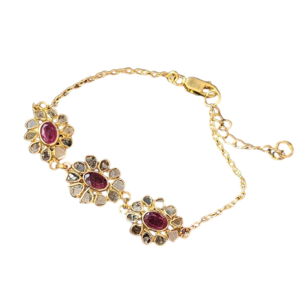Ruby and Polki Diamond Bracelet